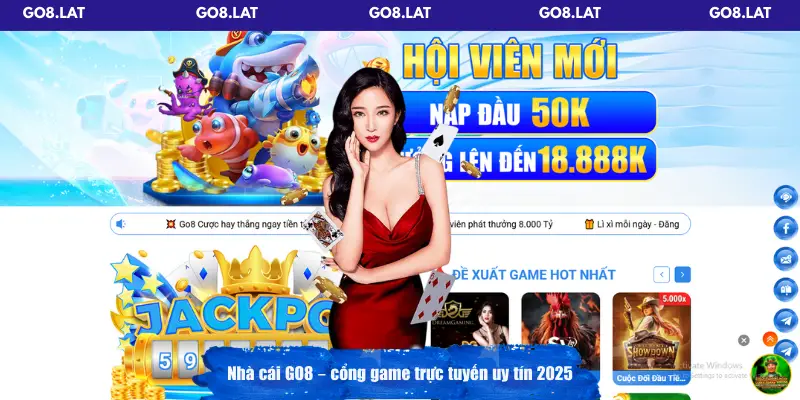 Nhà cái GO8 – cổng game cá cược trực tuyến uy tín 2025, khuyến mãi nạp đầu 100%